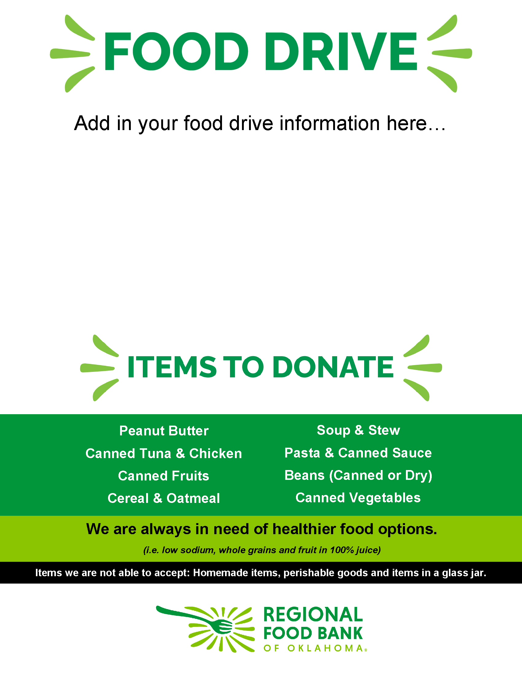 Food and Fund Drive Printable Poster Thumbnail