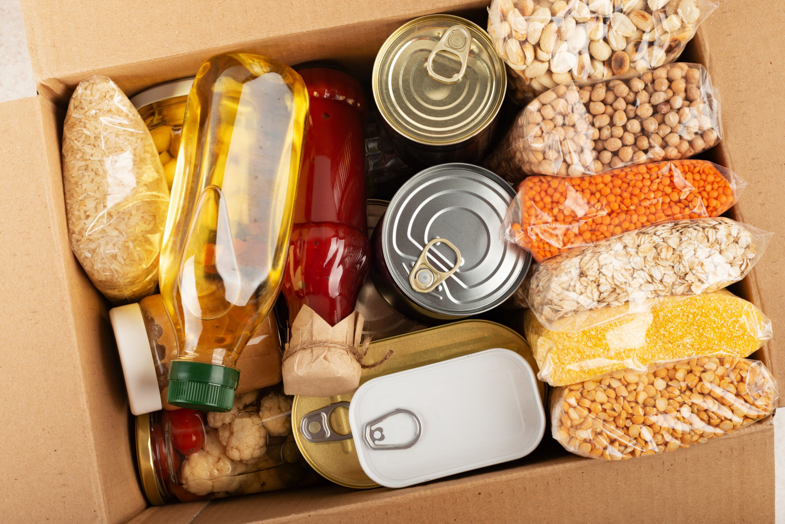 Nonperishable foods in carton box Nonperishable foods in carton box